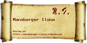 Mansberger Ilona névjegykártya